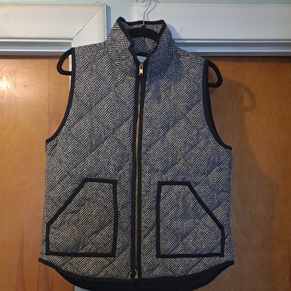 J. Crew Black and White Herringbone Vest